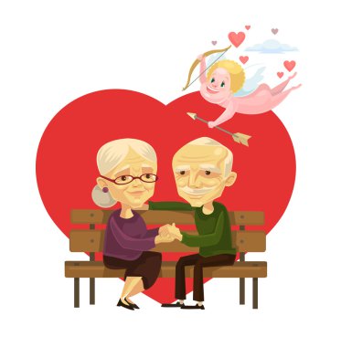 Eski insanlar çift karakter. Vektör düz çizgi film illüstrasyon