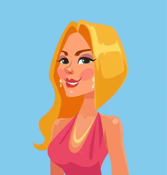 Rico exitoso personaje de mujer rubia hermosa. Vector plano ilustración de dibujos animados — Vector de stock