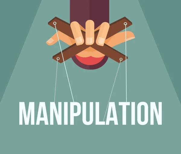 Manipulatie hand. Vectorillustratie platte cartoon — Stockvector