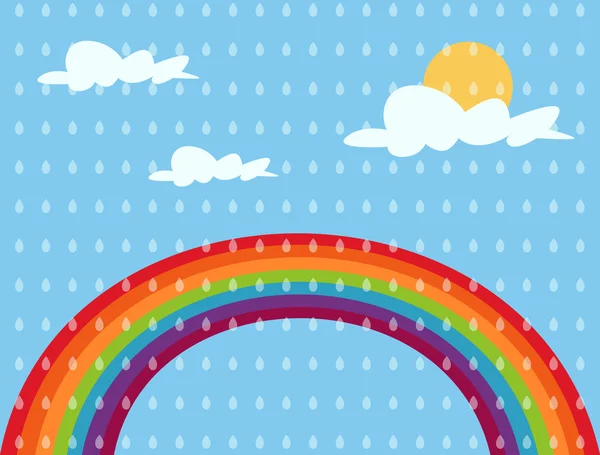 色の虹と太陽。ベクトル フラット漫画イラスト — ストックベクタ
