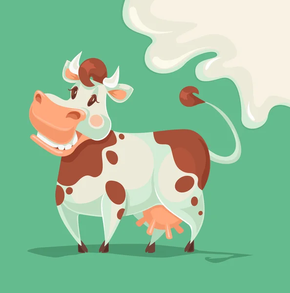 Caráter de vaca feliz. Ilustração de desenho animado plano vetorial —  Vetores de Stock