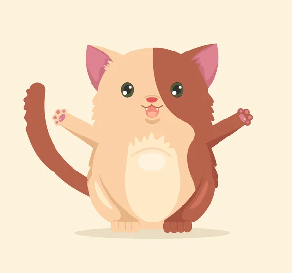 Feliz personaje de gato. Vector plano ilustración de dibujos animados — Vector de stock