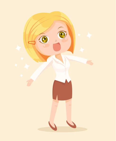 Feliz personaje de mujer de negocios. Vector plano ilustración de dibujos animados — Vector de stock