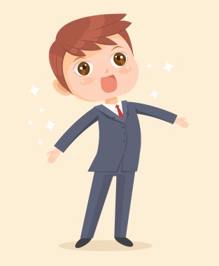 Mutlu iş adam karakter. Vektör düz çizgi film illüstrasyon