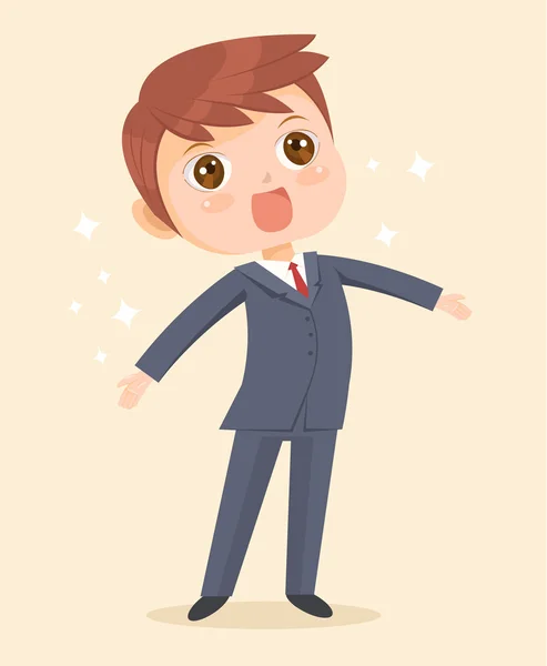 Happy business man karaktär. Flat tecknad vektorillustration — Stock vektor