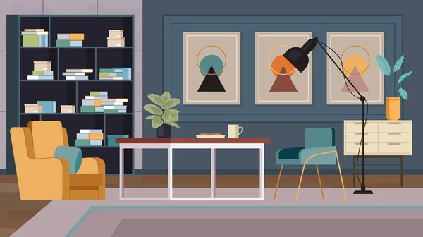 Moderno Conceito Elegante Sala Estar Interior Ilustração Design Gráfico Plano — Vetor de Stock