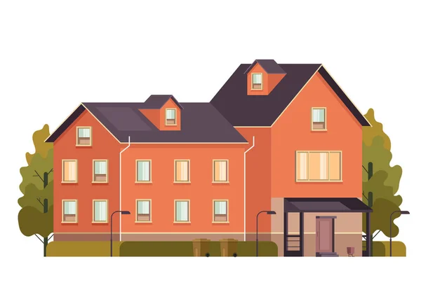 House Home Building Street Isolated Concept Vector Flat Graphic Design — Stock Vector