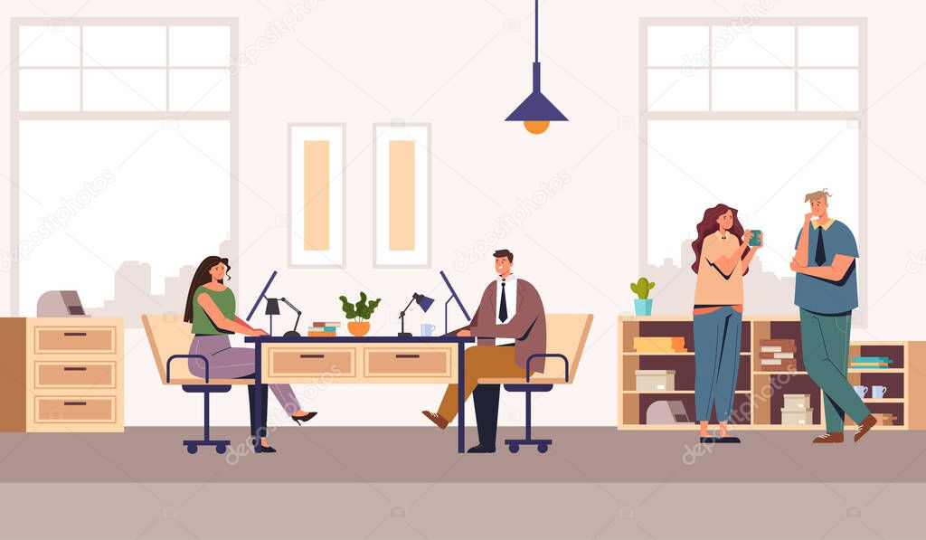 Office people characters life concept. Vector flat cartoon graphic design illustration