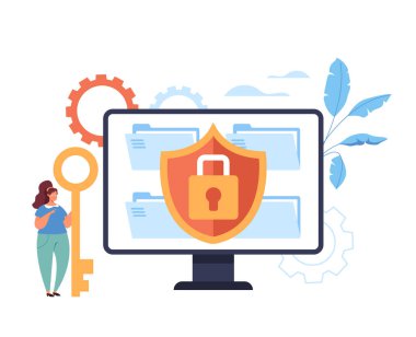Konsept kullanarak güvenli bir web sitesi. Vektör düz grafik tasarım çizimi