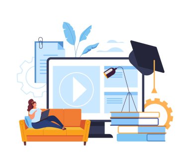 Ev web sitesi öğretim sınıfı eğitim konsepti. Vektör düz grafik tasarım çizimi