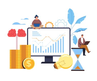 İş fikri planlama stratejisi analitik kavramı beyin fırtınası. Vektör düz grafik tasarım çizimi