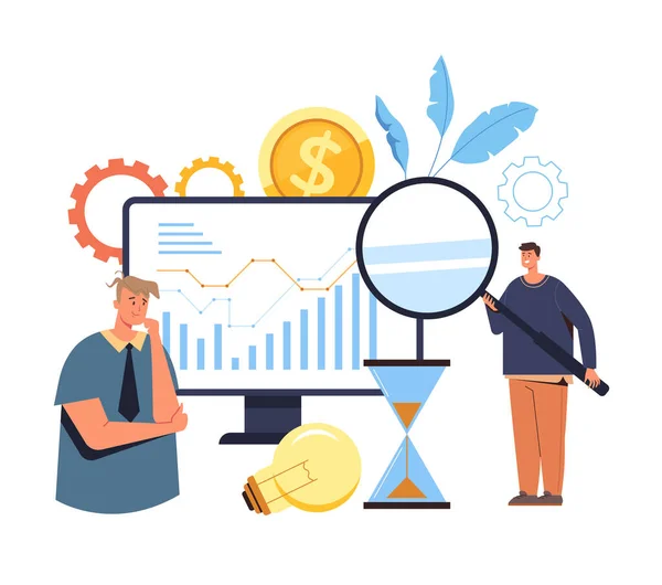 Desenvolvimento Estratégia Finanças Conceito Análise Digital Negócios Serviços Rede Ilustração —  Vetores de Stock
