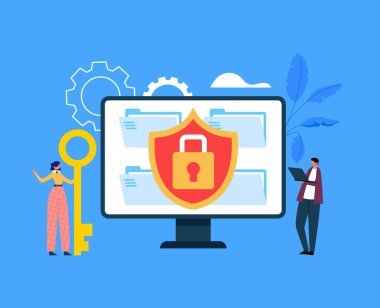 Konsept kullanarak güvenli bir web sitesi. Vektör düz grafik tasarım çizimi