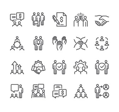 Takım çalışması çalışanları işbirliği ortaklık konsepti. Vektör düz grafik tasarım çizimi