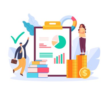 Finansal iş danışmanlığı konsepti. Vektör düz grafik tasarım çizimi