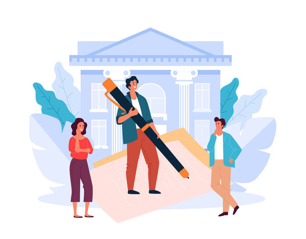 Концепция организованных сторонников лоббистской акции. Векторная плоская графика