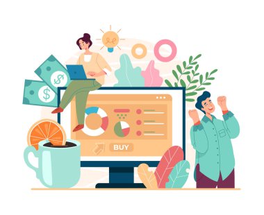 Yeni iş projesi yatırım geliştirme stratejisi. Vektör çizgi film düz grafik tasarım illüstrasyonu