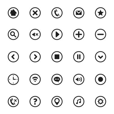 Vektör mobil kullanıcı arabirimi sembollerin ve simgeler kümesi