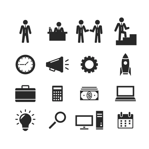 Pictogram zwarte pictogrammen van de bedrijfs van de vector, management en human resources — Stockvector