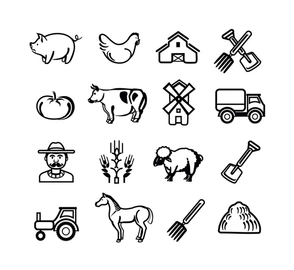 Stock Vector Farm Piktogramm Icon Set — Stockvektor