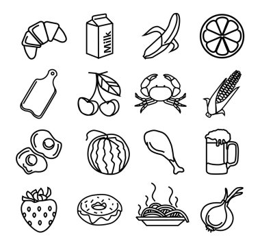 Vektör yiyecek siyah Icons set