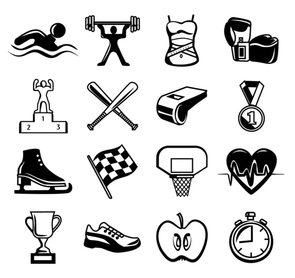 Vector deporte icono negro conjunto — Vector de stock