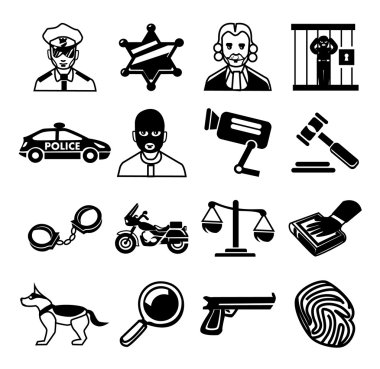 Vektör polis siyah Icons set