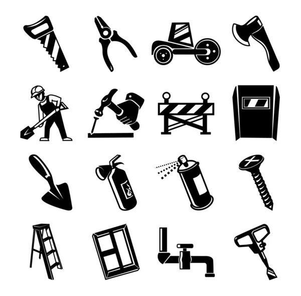 Home repair construction vector black icon set — Stock Vector