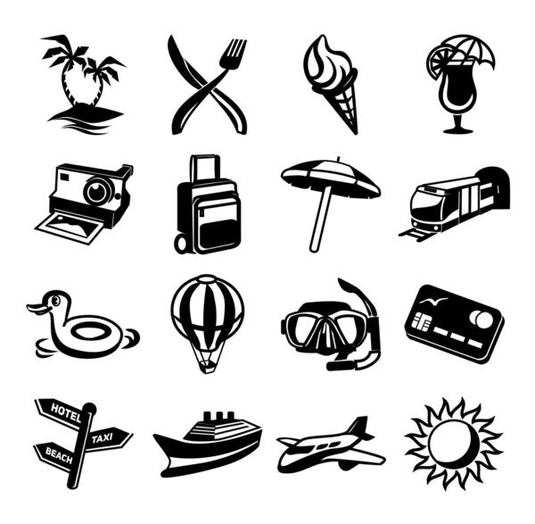 Vector travel black icon set — Stock Vector