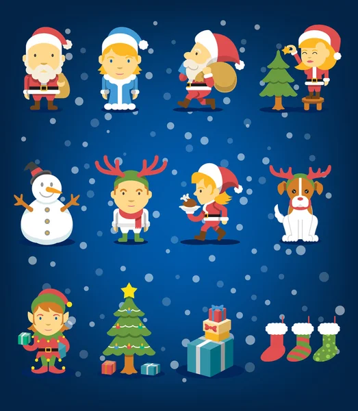 Christmas flat icons set — Stock Vector