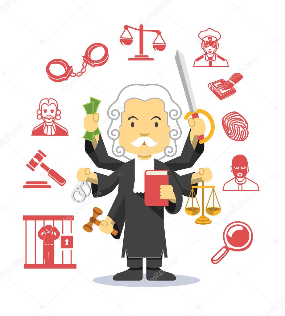 Judge vector flat illustration icon set