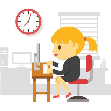 Office iş kadın. Vektör düz çizim