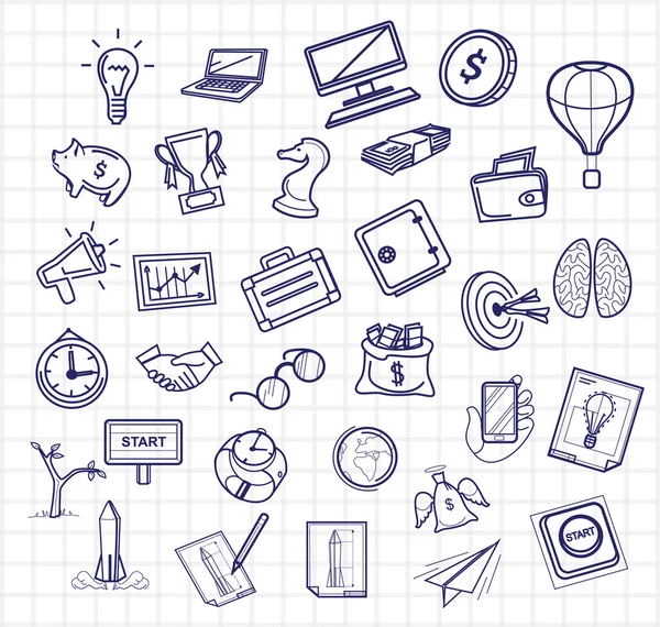 Vektor Business Doodles Icon Set — Stockvektor