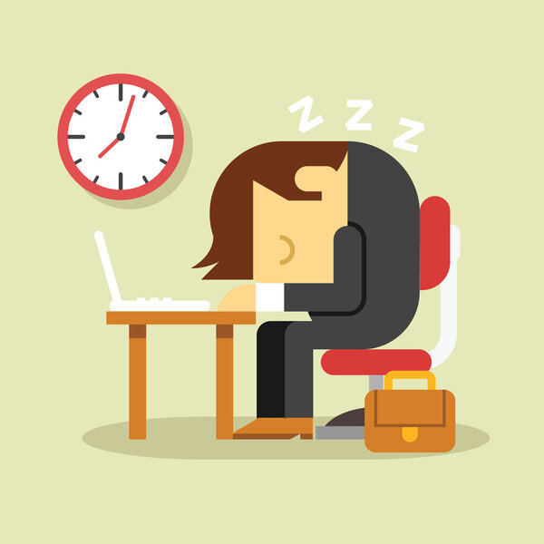 Sleeping businessman. Vector flat illustration