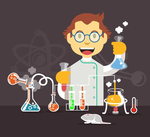 Química científico color plano vector ilustración — Vector de stock