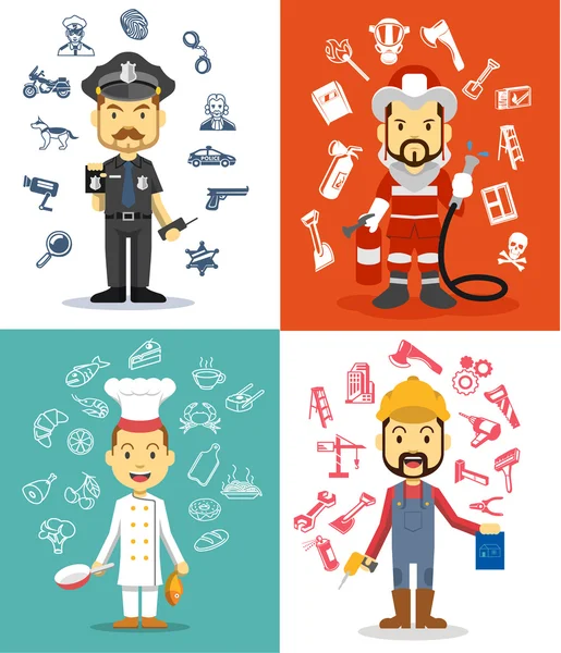 Professional men character. Vector flat illustration set — Stock Vector