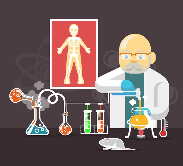 Química científico color plano vector ilustración — Archivo Imágenes Vectoriales