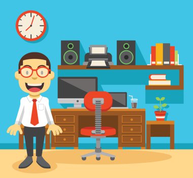 Ofis çalışanı ve onun iş yeri