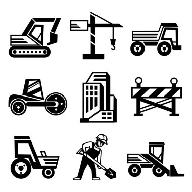 İzole üzerinde beyaz arka plan vektör inşaat Icons Set