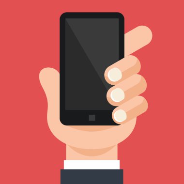 Akıllı telefon vektör düz çizim Holding eldir