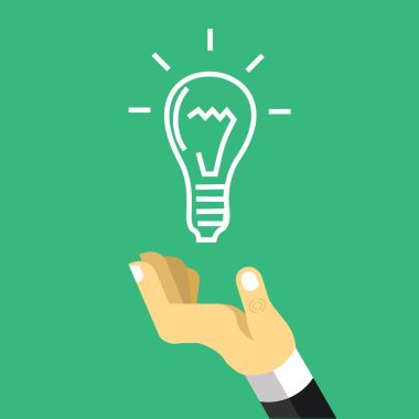 Vektör el ve ampul simgesi