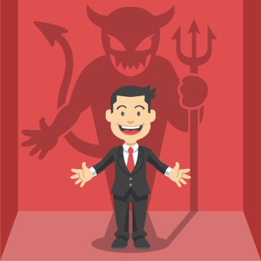 İşadamı gölge. Vektör düz çizim