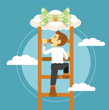 İşadamı ve para. Vektör düz çizim