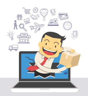 Elektronik ticaret. Vektör çizim ve simgeler