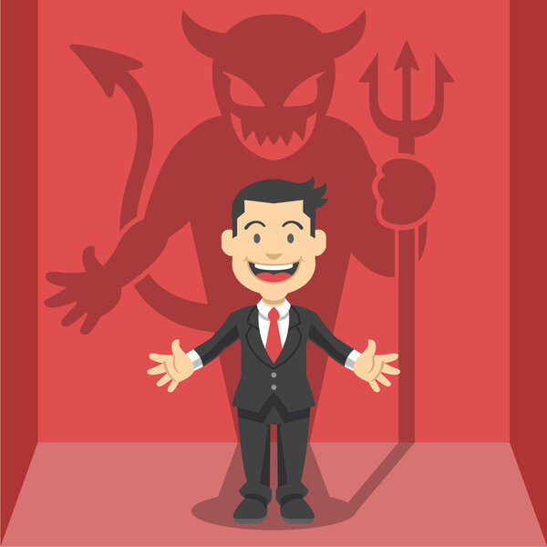 Businessman's shadow. Vector flat illustration