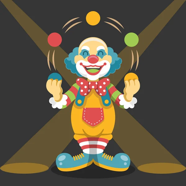 Payaso de circo. Ilustración plana del vector — Vector de stock