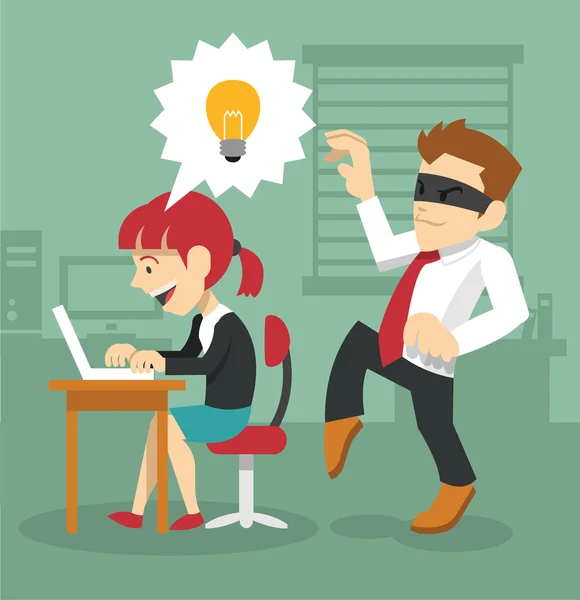 Adam fikir çalıyor. Vektör düz çizim