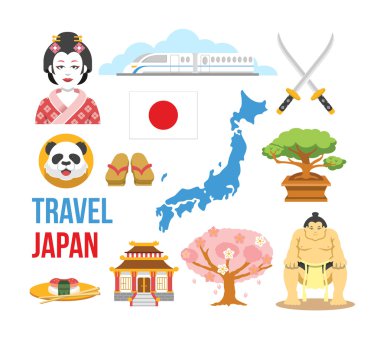 Japonya düz Icons set