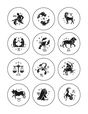 Zodyak işaretleri vektör anahat Icon set
