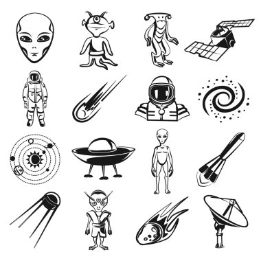 Vector space icon set clipart